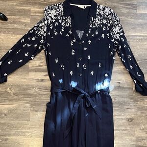 Anthropologie Navy Top with White Accents